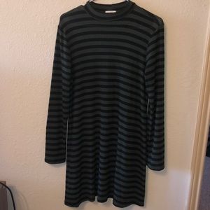 Green and black striped dress